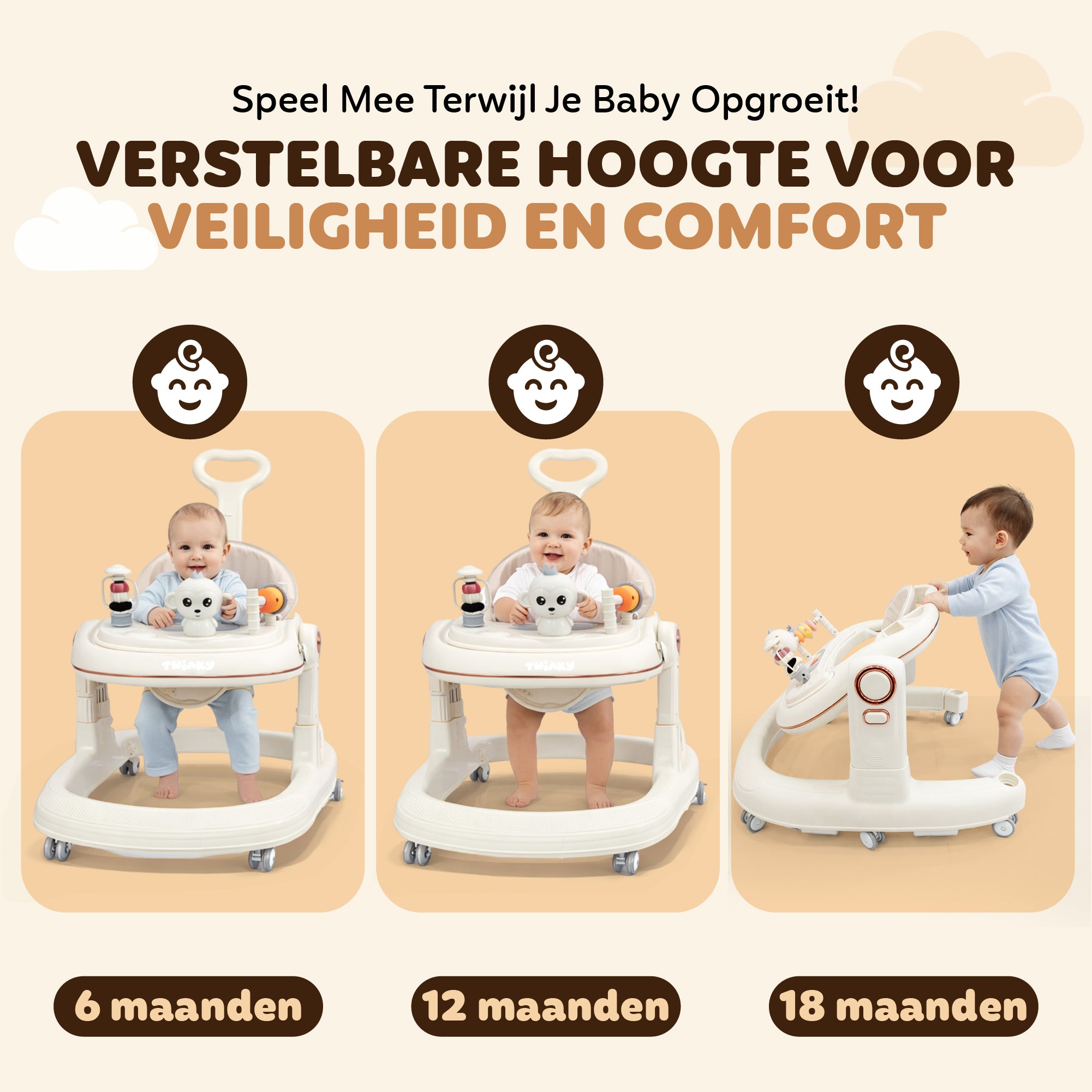 Twinky Babywalker GO - Chaise-marchette & Trotteur 2-en-1