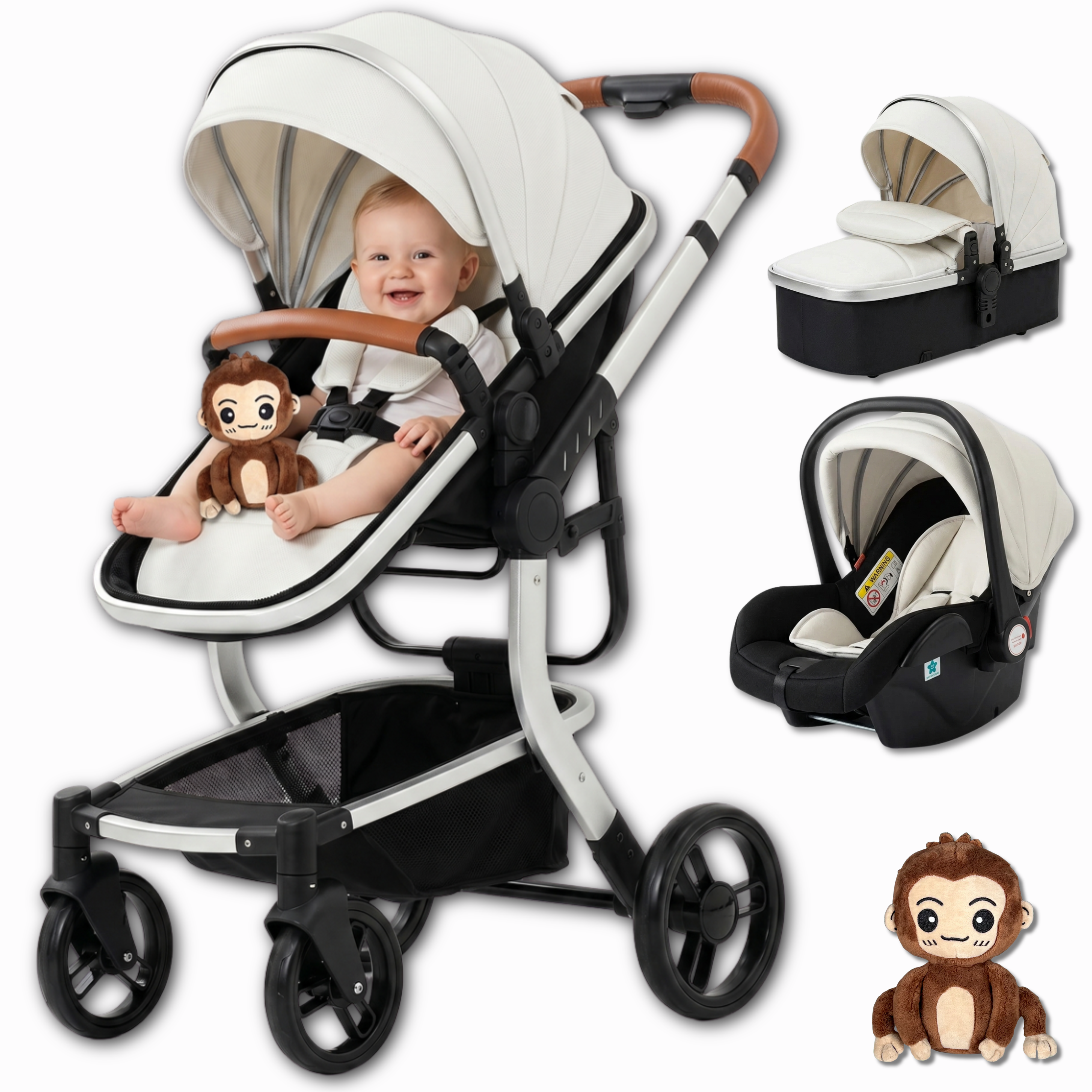 Twinky 4-in-1 Stroller Luxury Set - White