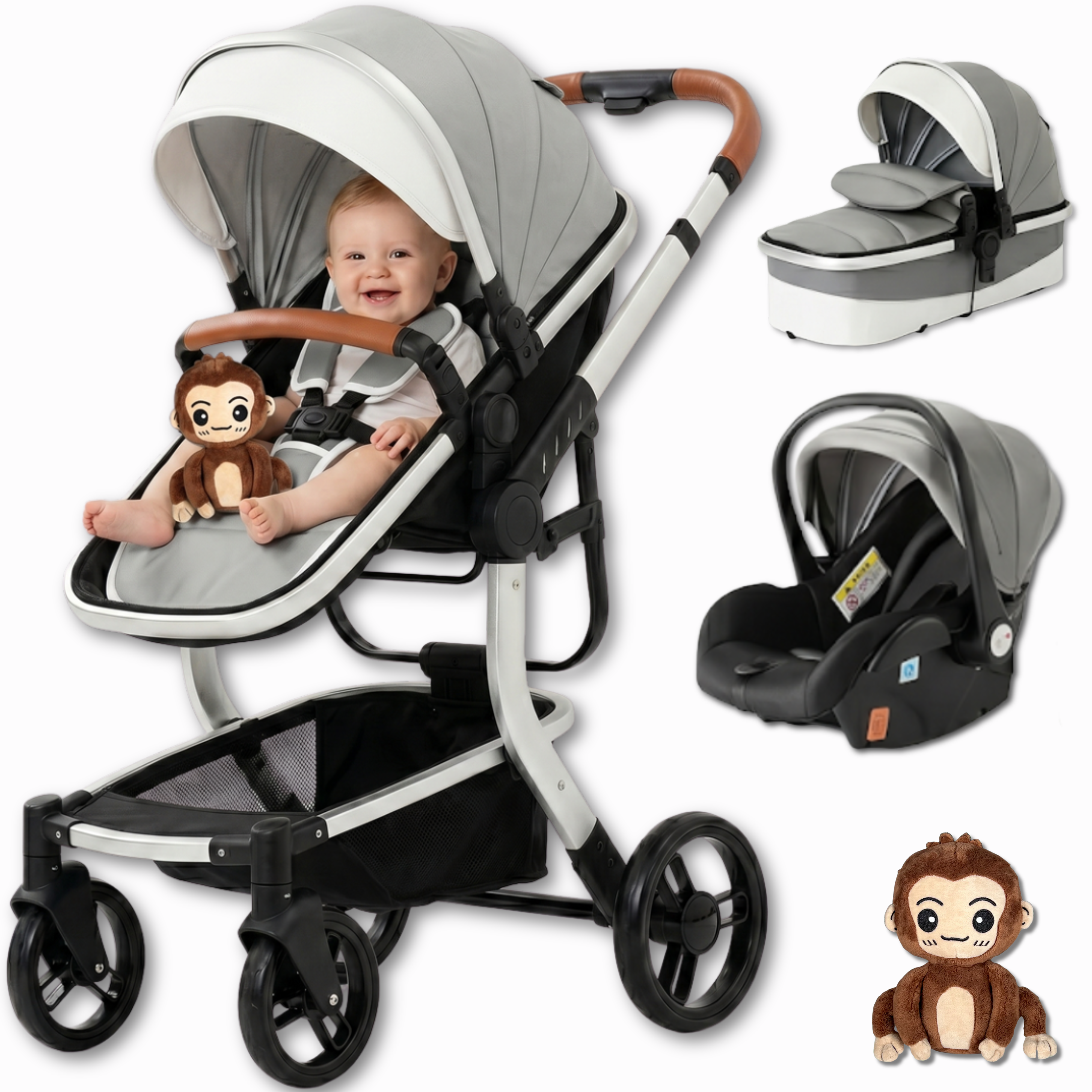 Twinky 4-in-1 Stroller Luxury Set - Grey