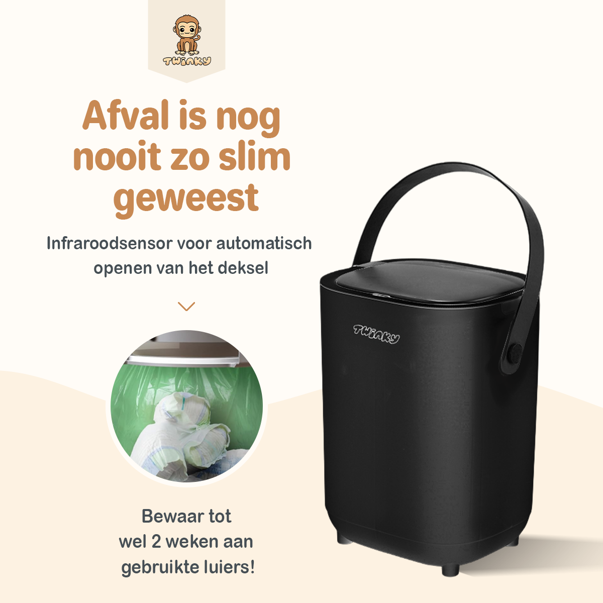 Twinky Diaper Pail - Sensor Model – Black