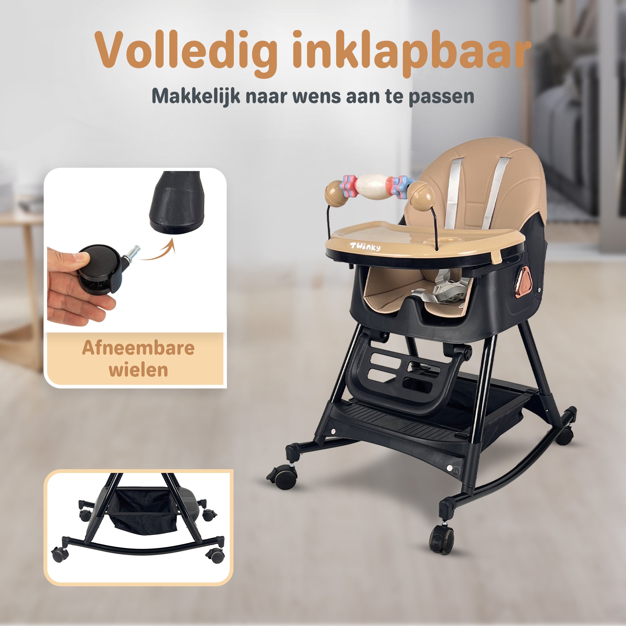 Twinky Kinderstuhl SWING + 2x Quetschflaschenlöffel + Babywalker (BABYBUNDLE)