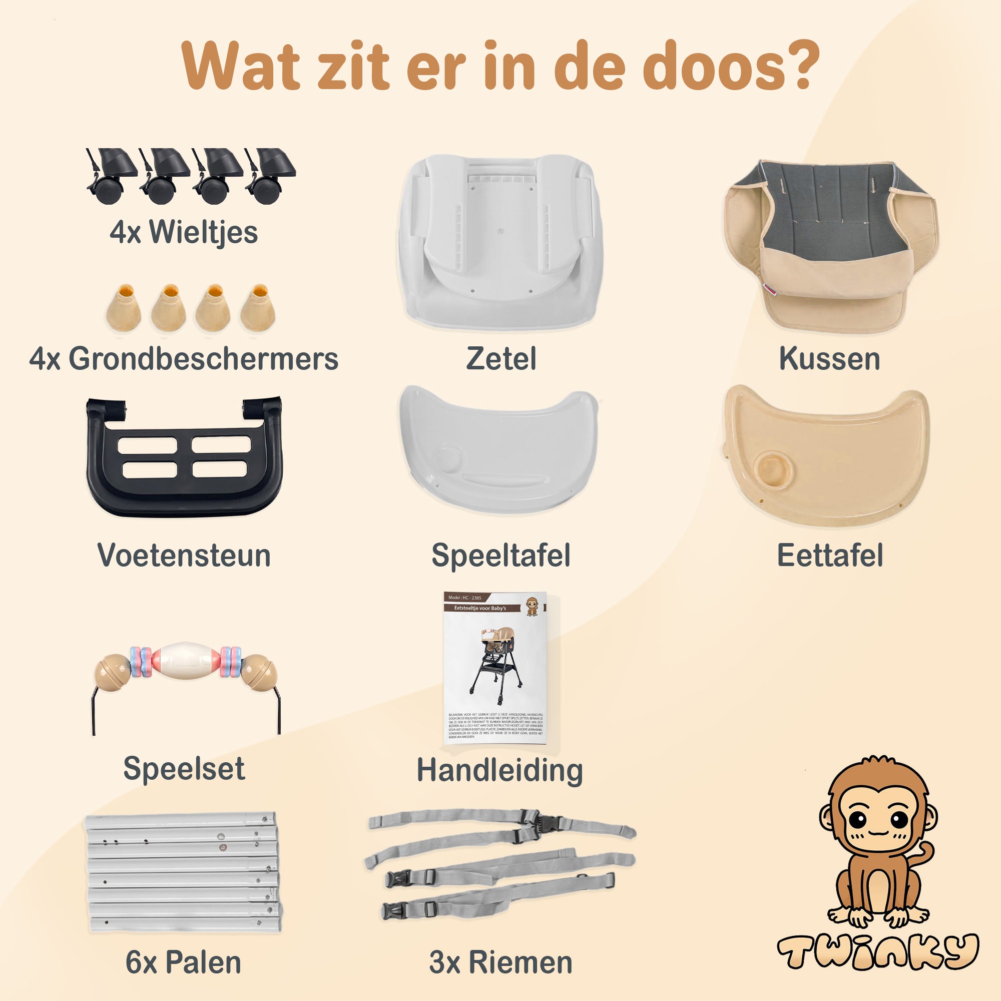 Twinky Kinderstuhl SWING + 2x Quetschflaschenlöffel + Babywalker (BABYBUNDLE)