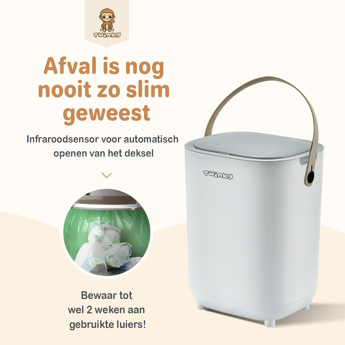 Twinky Diaper Pail - Sensor Model – Grey