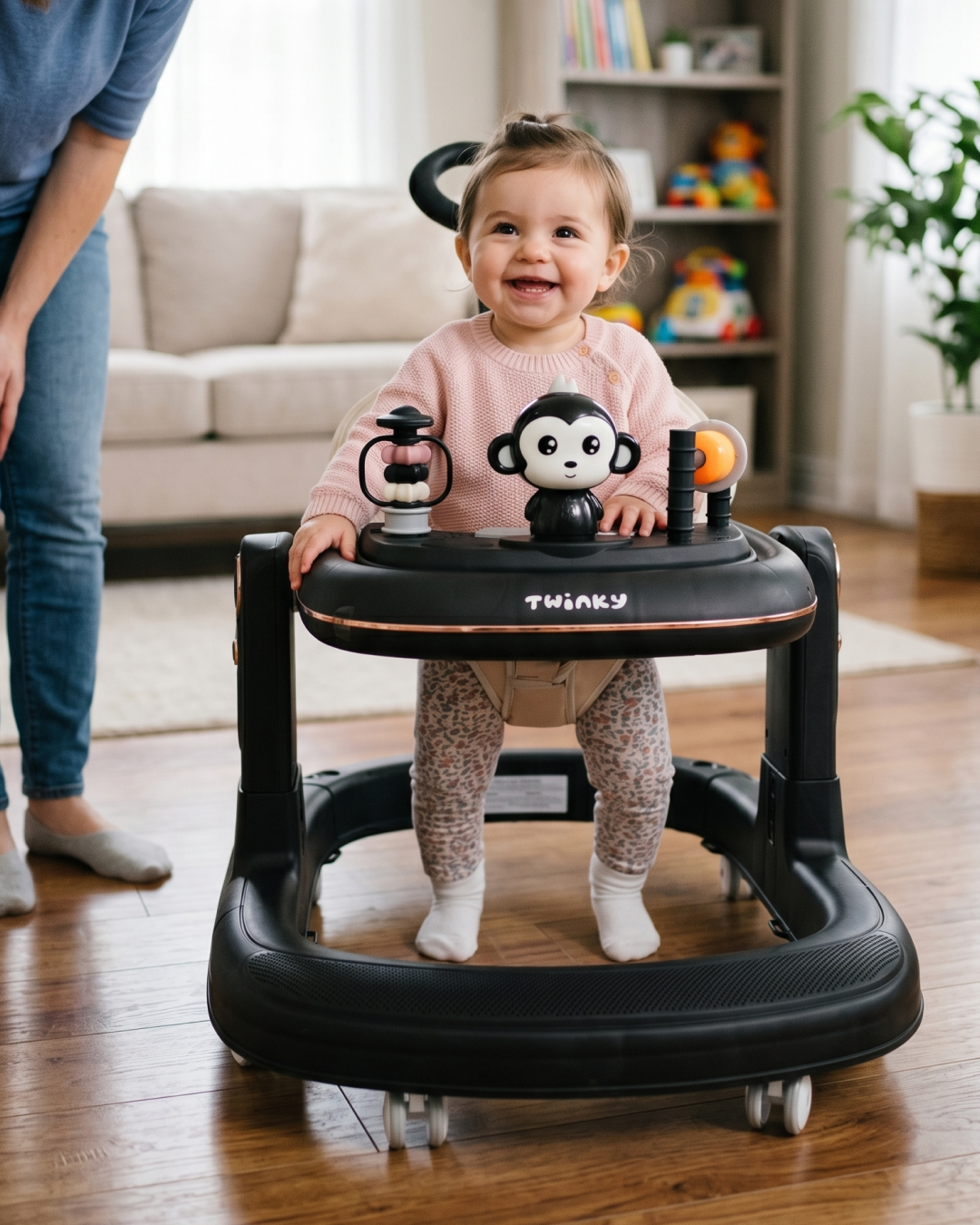 Twinky Babywalker GO - 2-in-1 Loopstoel & Loopwagen - Black