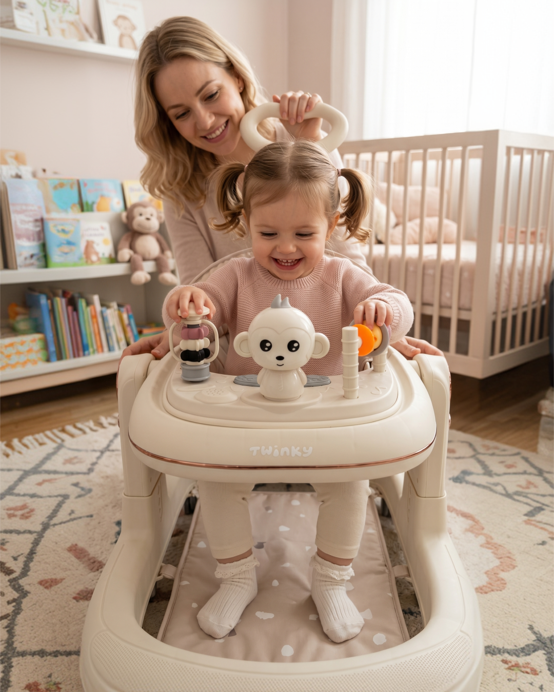 Twinky Babywalker GO - 2-in-1 Loopstoel & Loopwagen - Cream