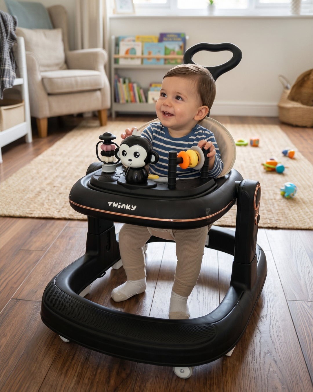 Twinky Babywalker GO - 2-in-1 Loopstoel & Loopwagen - Black