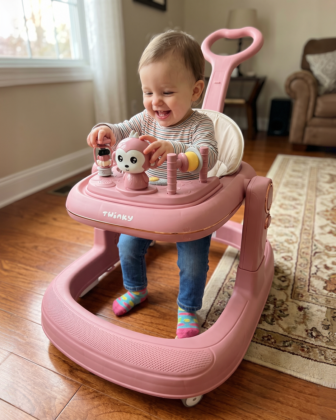 Twinky Babywalker GO - 2-i-1 Gåstol & Gåvagn - Rosa