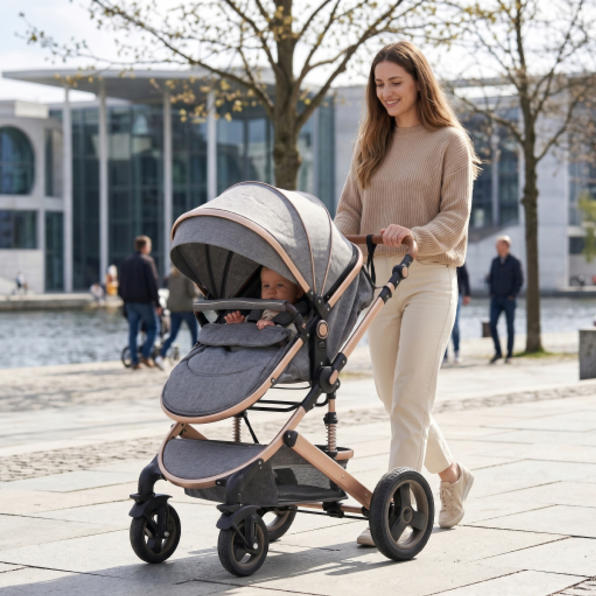 Twinky All-in-1 Kinderwagen Set - Grijs Goud