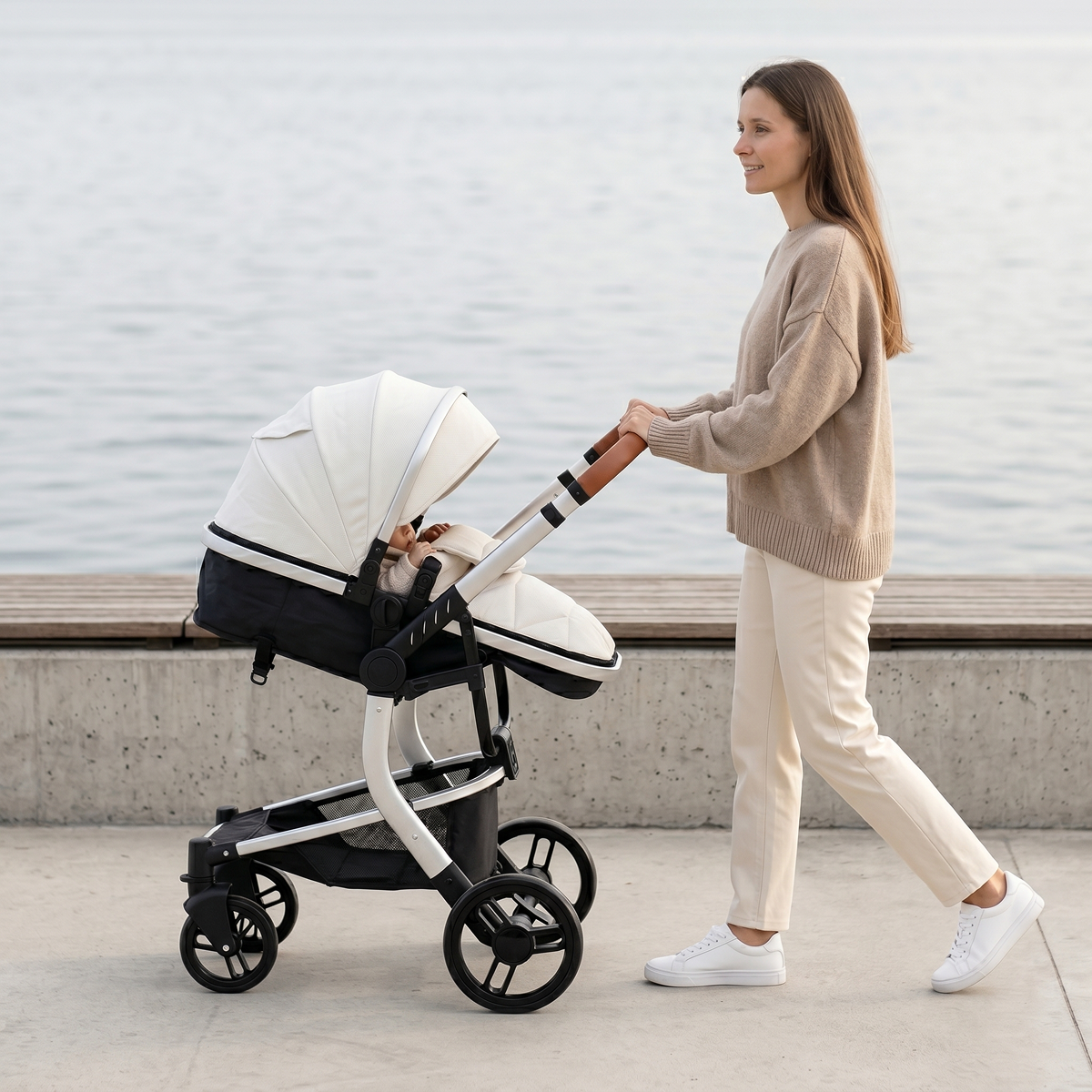 Twinky 4-i-1 Barnevogn Luxury Set Hvid | Luksus Barnevogn