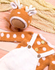 Newborn Baby Christmas Outfit for Photo Shooting Knitted Infant Suspender Pants Tops Antler Hat Baby Photography Props