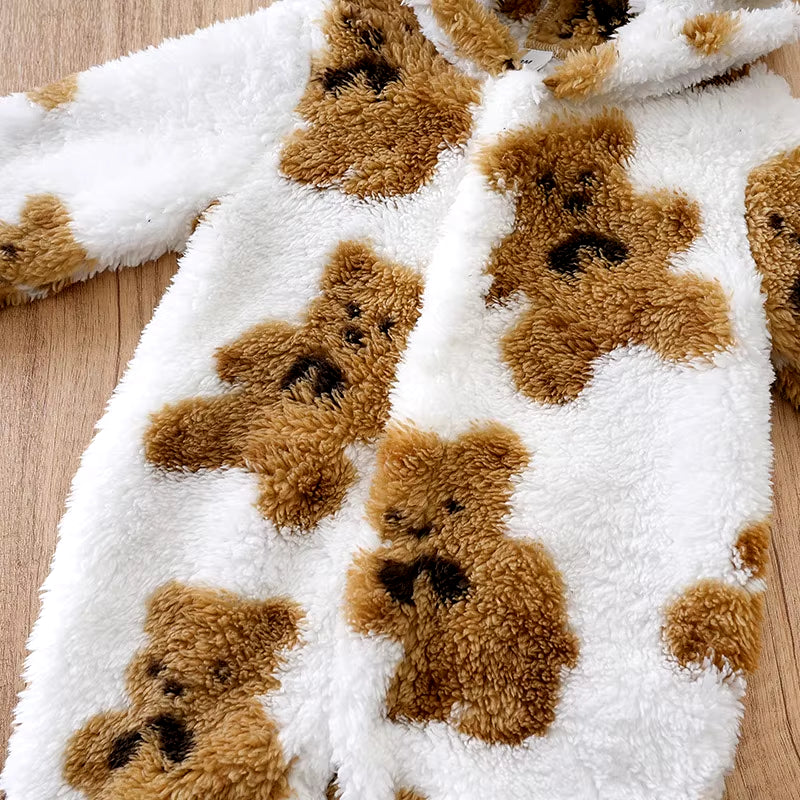 Baby Clothes Cartoon Cute Teddy Bear Plush Comfortable and Soft 0-18 Boys and Girls Autumn and Winter Long Sleeved Baby Jumpsuit