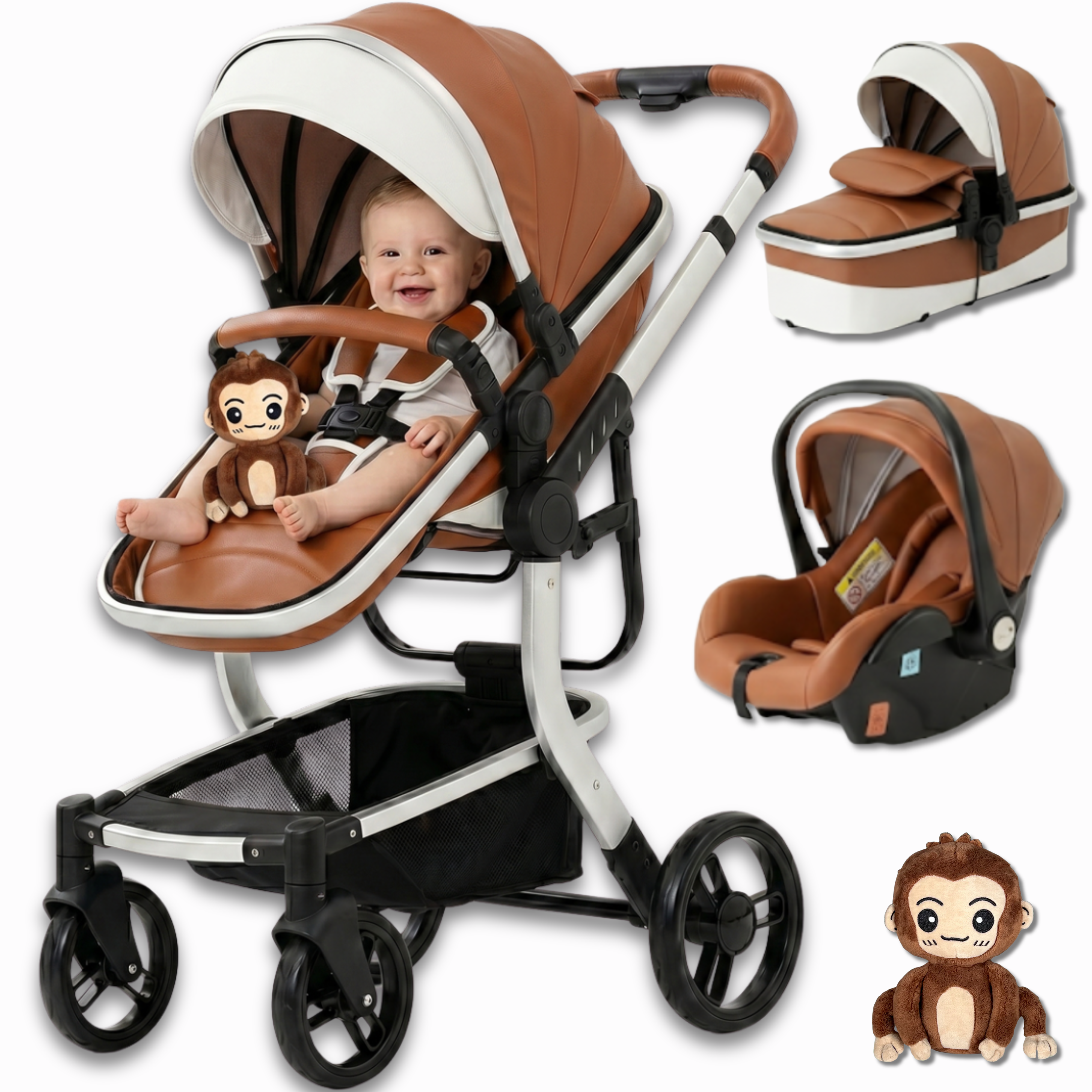 Twinky 4-in-1 Stroller Luxury Set - Brown