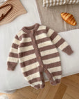 Soft Baby Mink Fur Striped Romper Jumpsuit – Cozy & Stylish for Little Ones