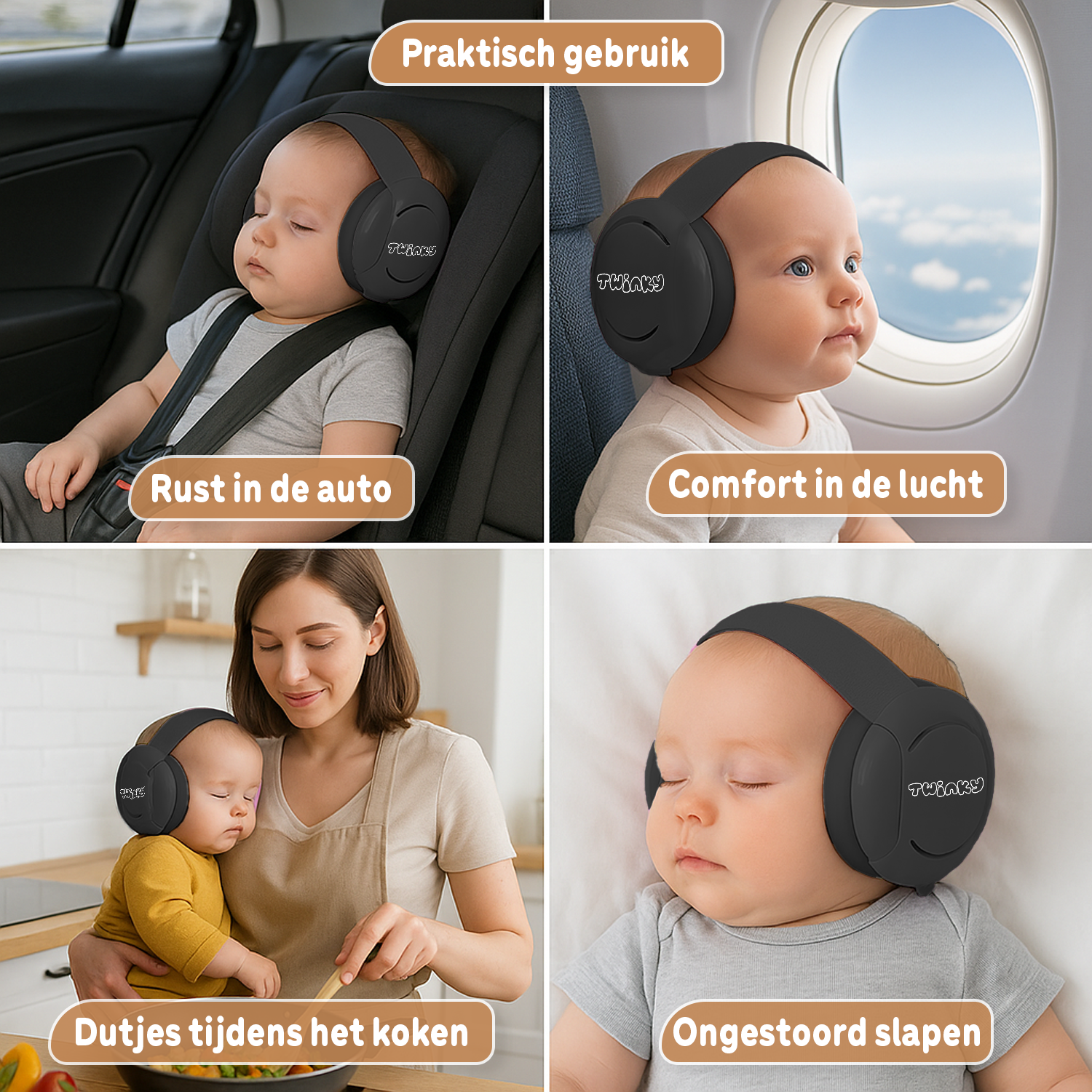 Twinky Baby Muffy's - Høreværn til Baby og Småbarn - Sort