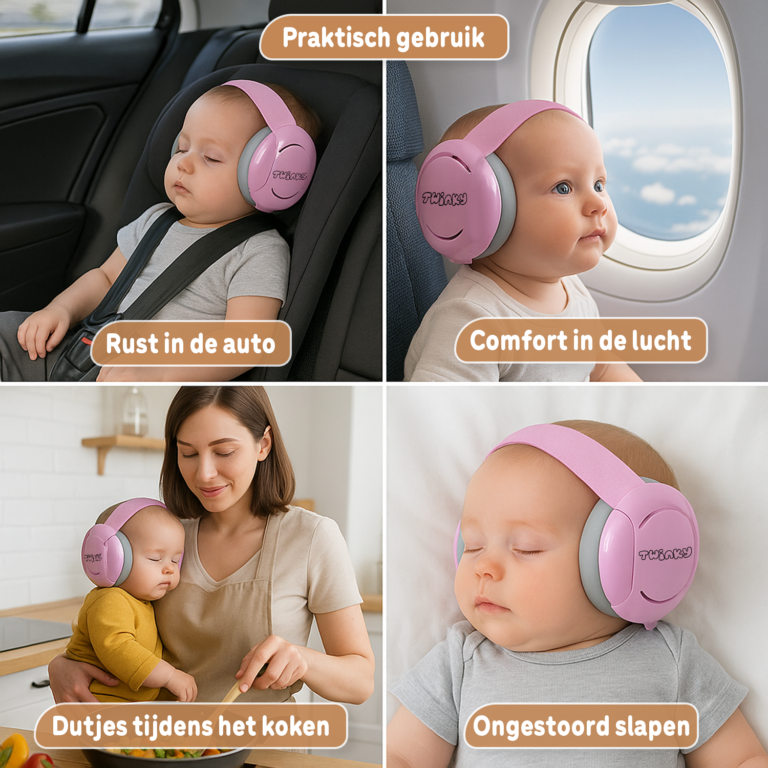 Twinky Baby Muffy's - Protection auditive pour bébé et tout-petit - Rose