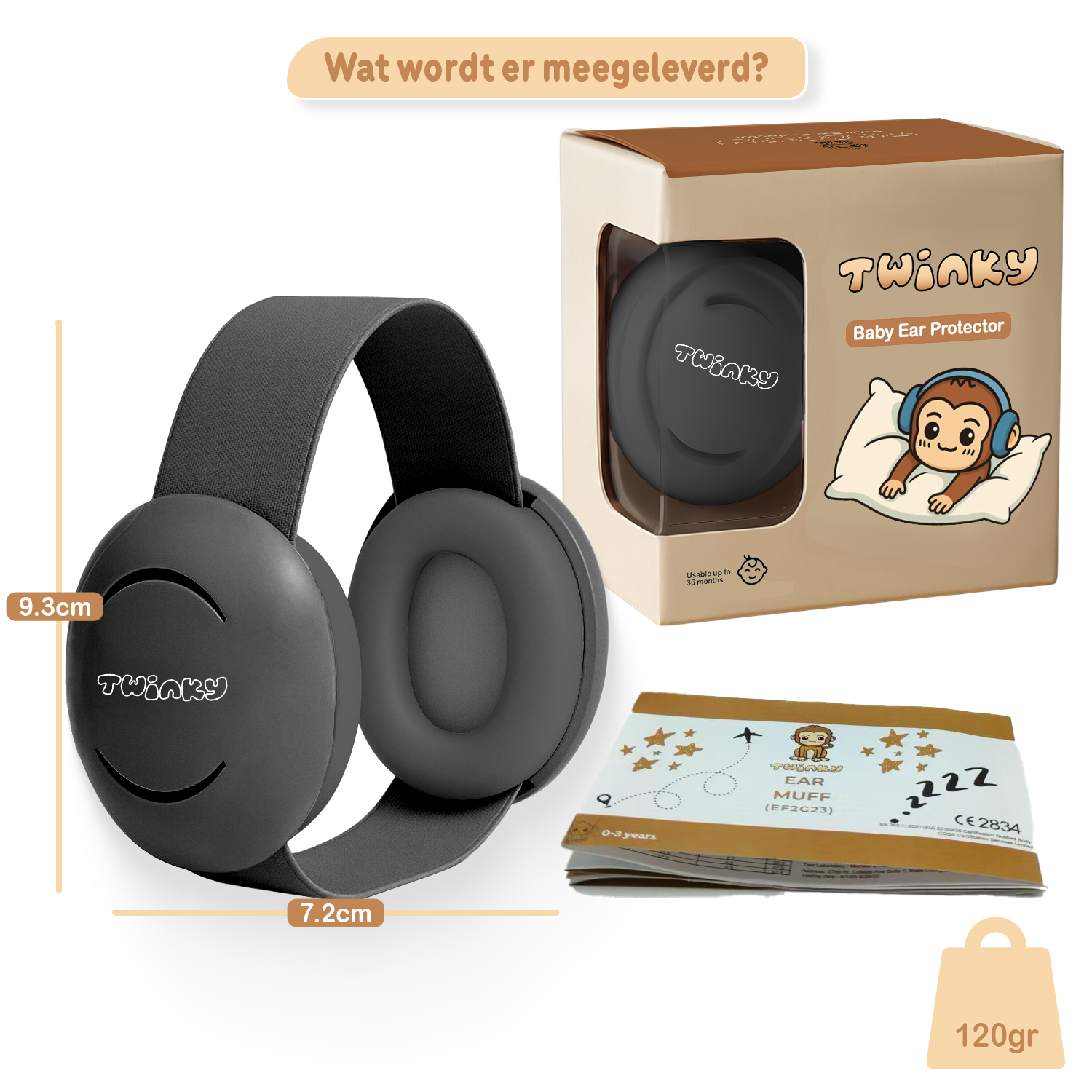 Twinky Baby Muffy's - Høreværn til Baby og Småbarn - Sort