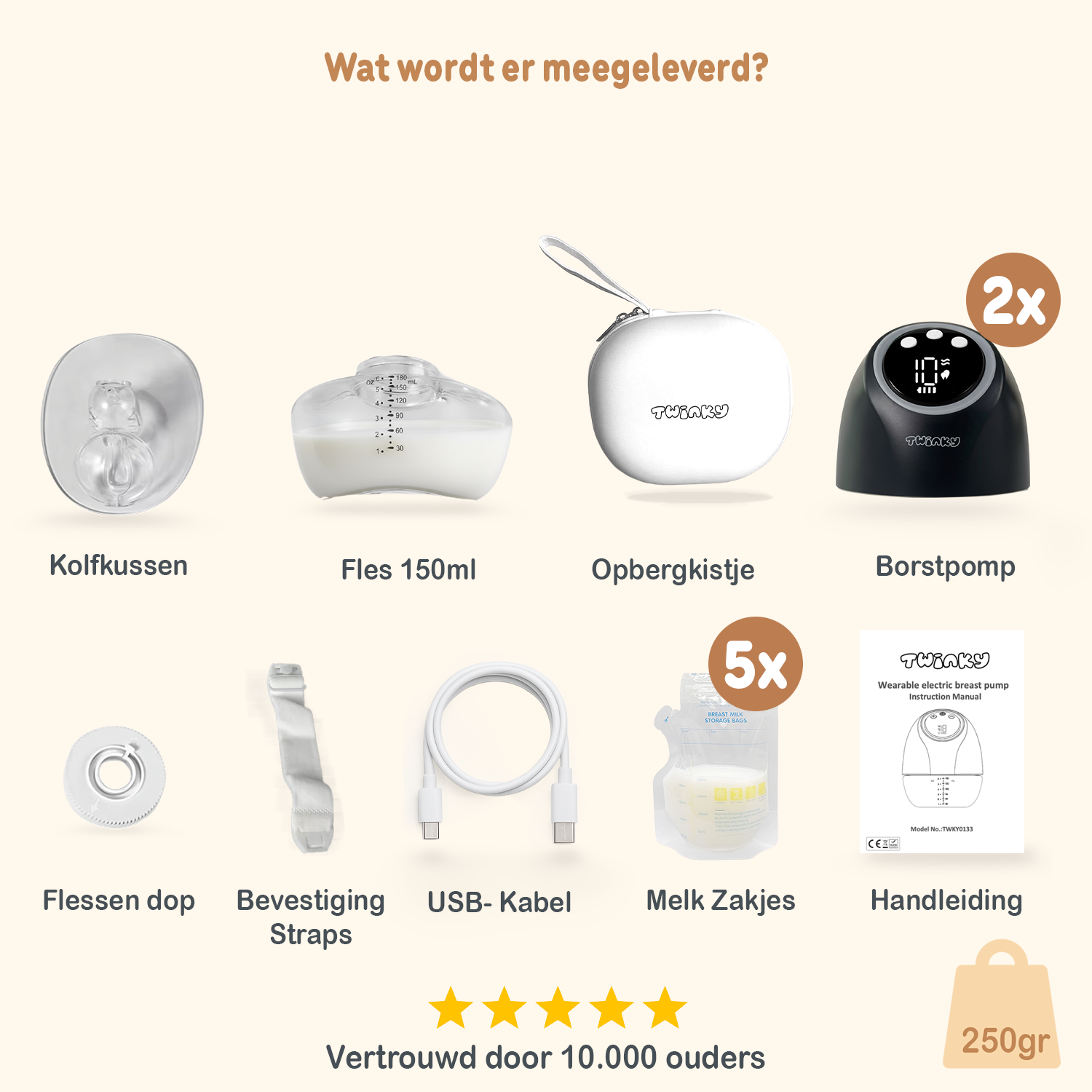 Twinky Elektrische Borstkolf - Zwart