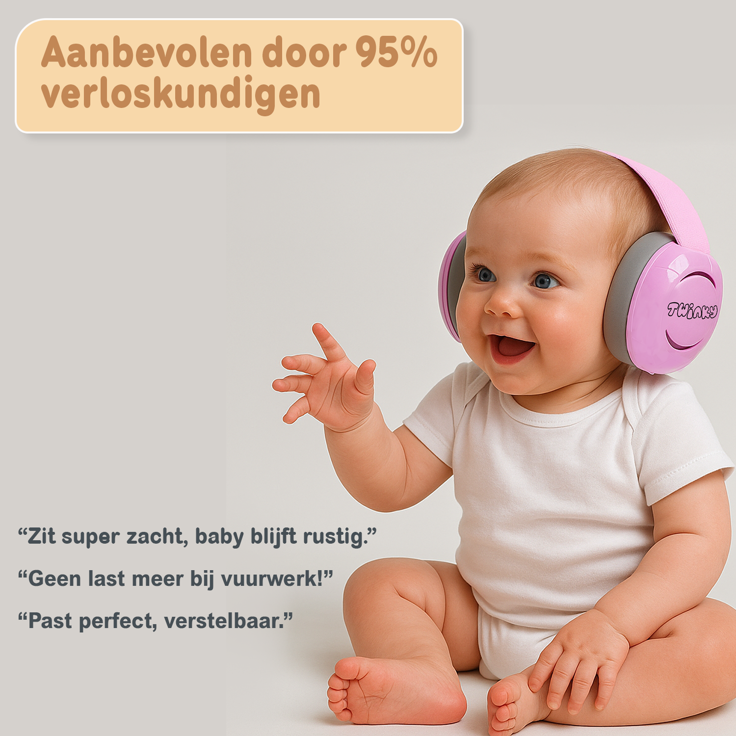 Twinky Baby Muffy's - Protection auditive pour bébé et tout-petit - Rose