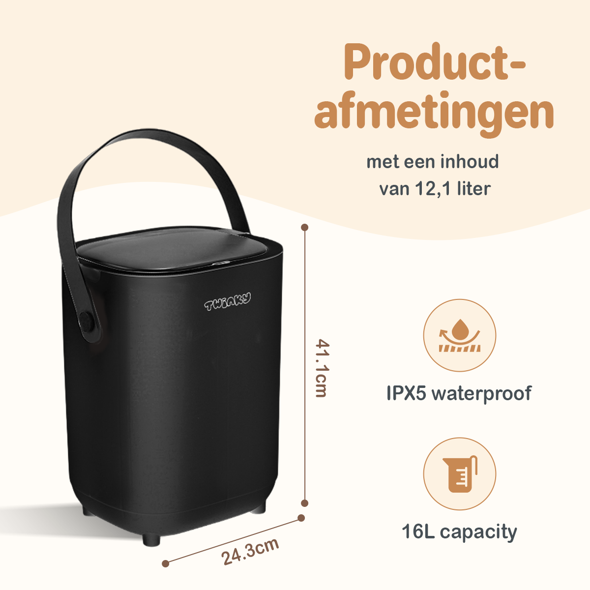 Twinky Diaper Pail - Sensor Model – Black