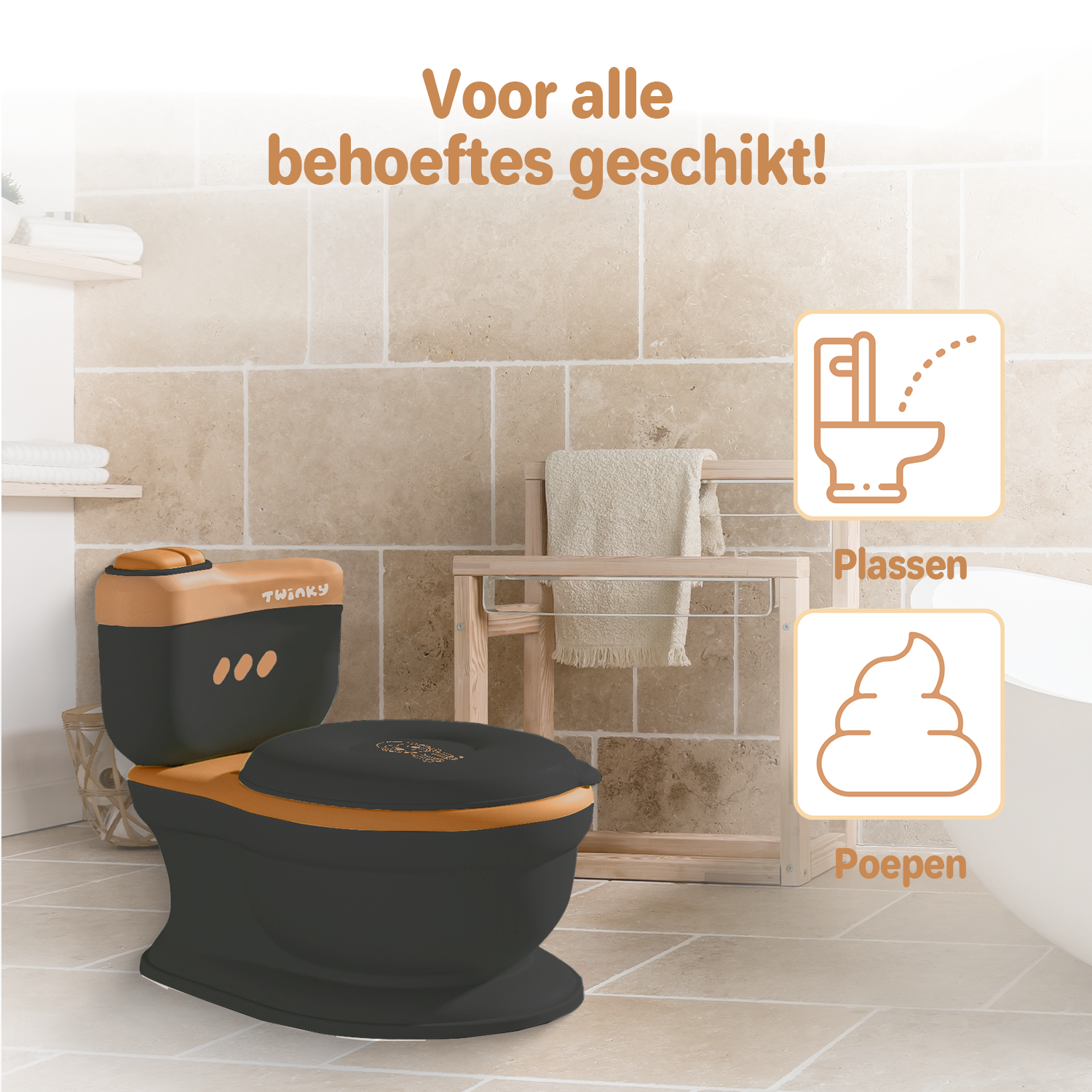 Twinky Potty - Plaspotje Zwart Bruin
