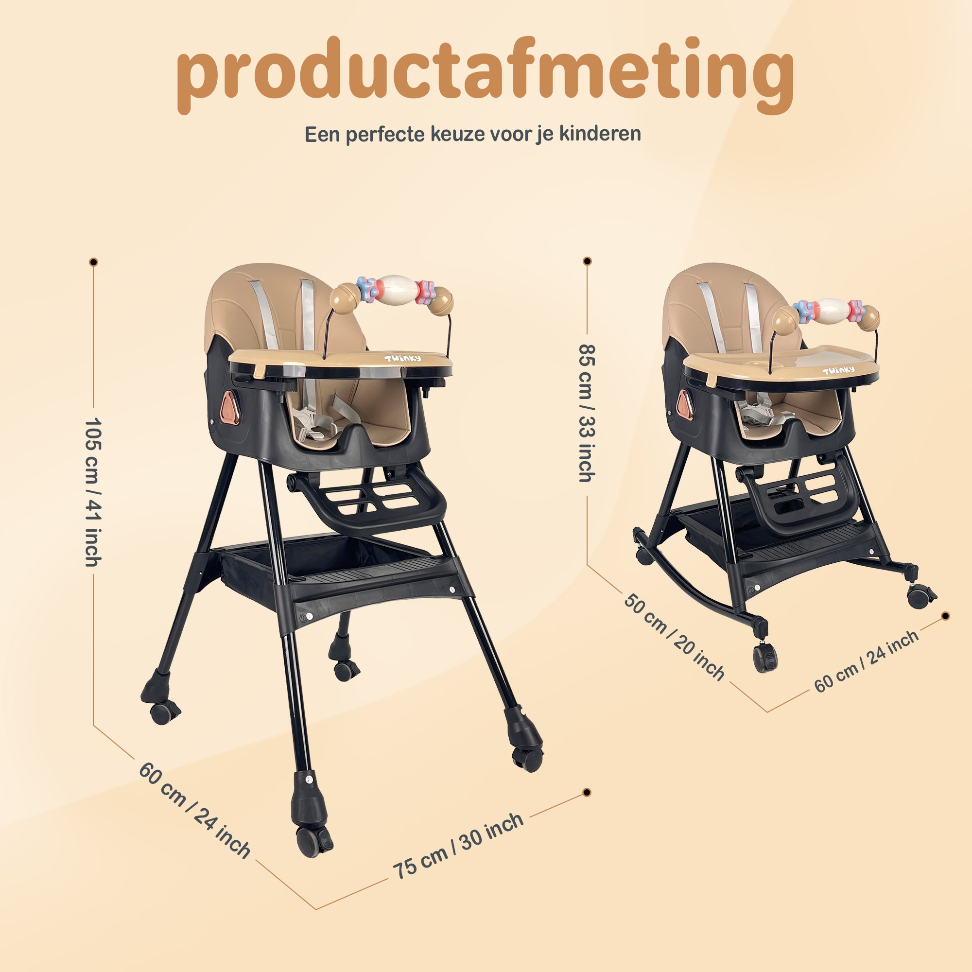 Twinky Kinderstuhl SWING + 2x Quetschflaschenlöffel + Babywalker (BABYBUNDLE)