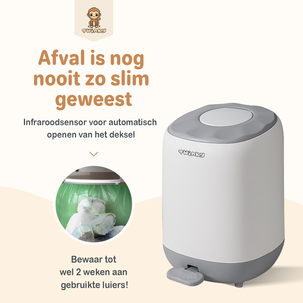 Twinky Luieremmer - Step Model – Grijs