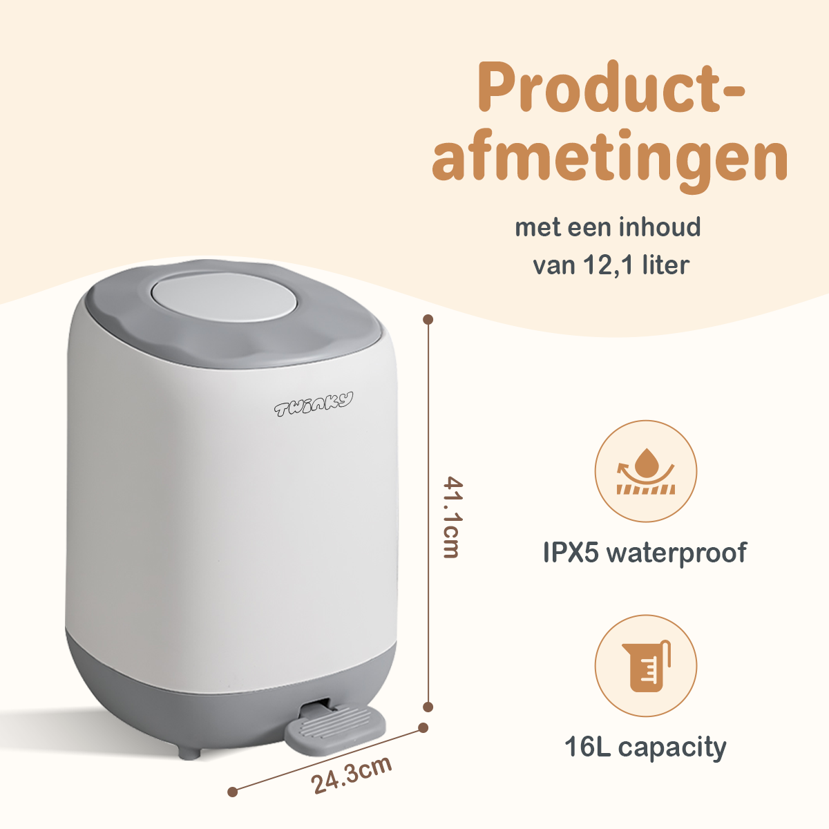 Twinky Luieremmer - Step Model – Grijs