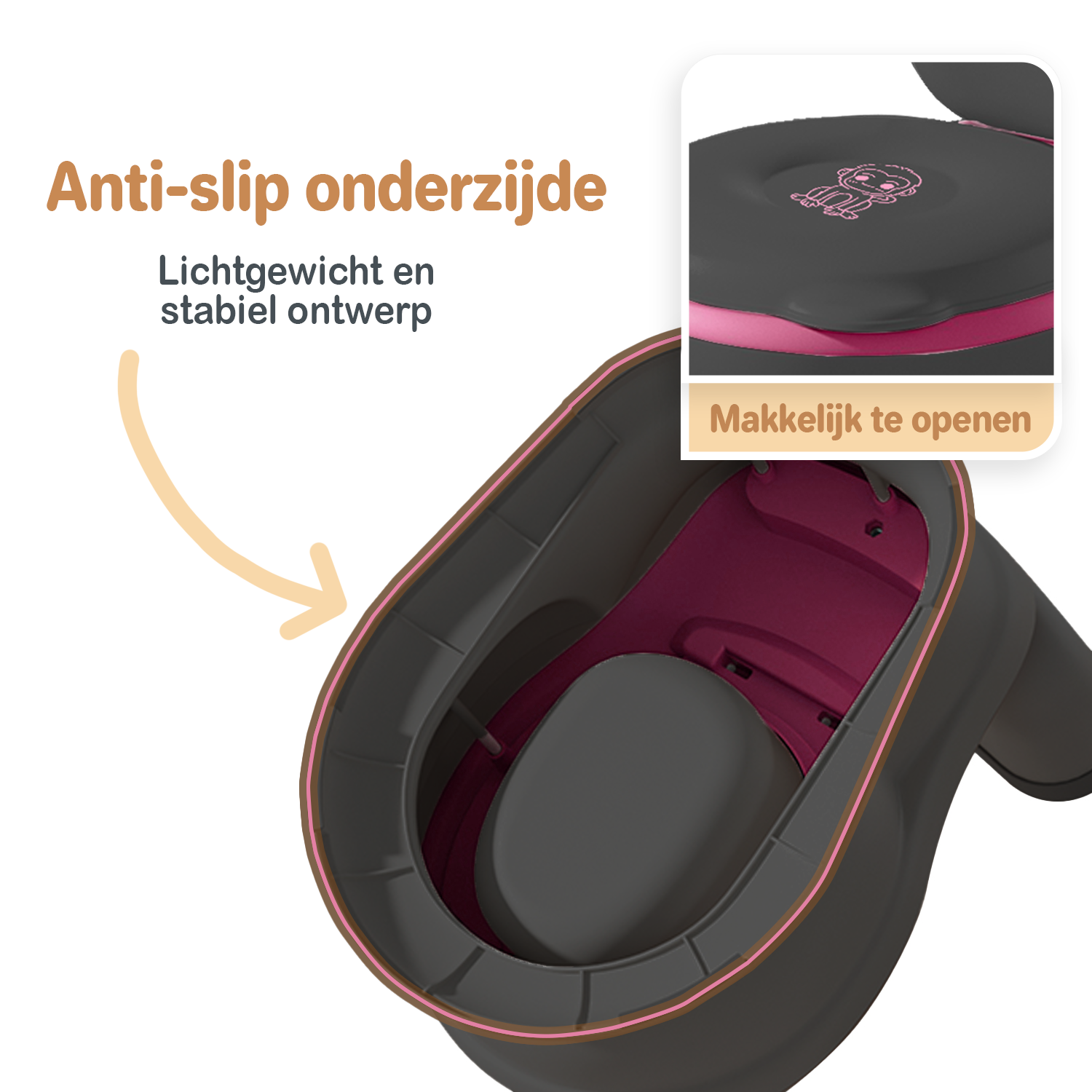 Twinky Potty - Plaspotje Zwart Roze