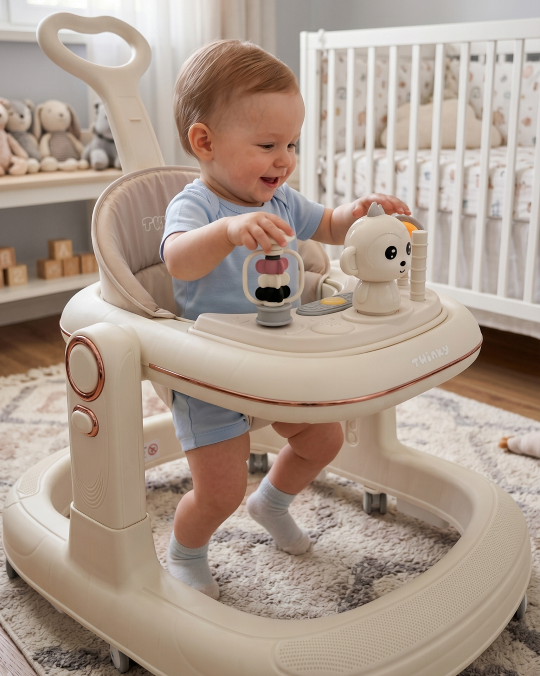 Twinky Babywalker GO - 2-in-1 Loopstoel & Loopwagen - Cream