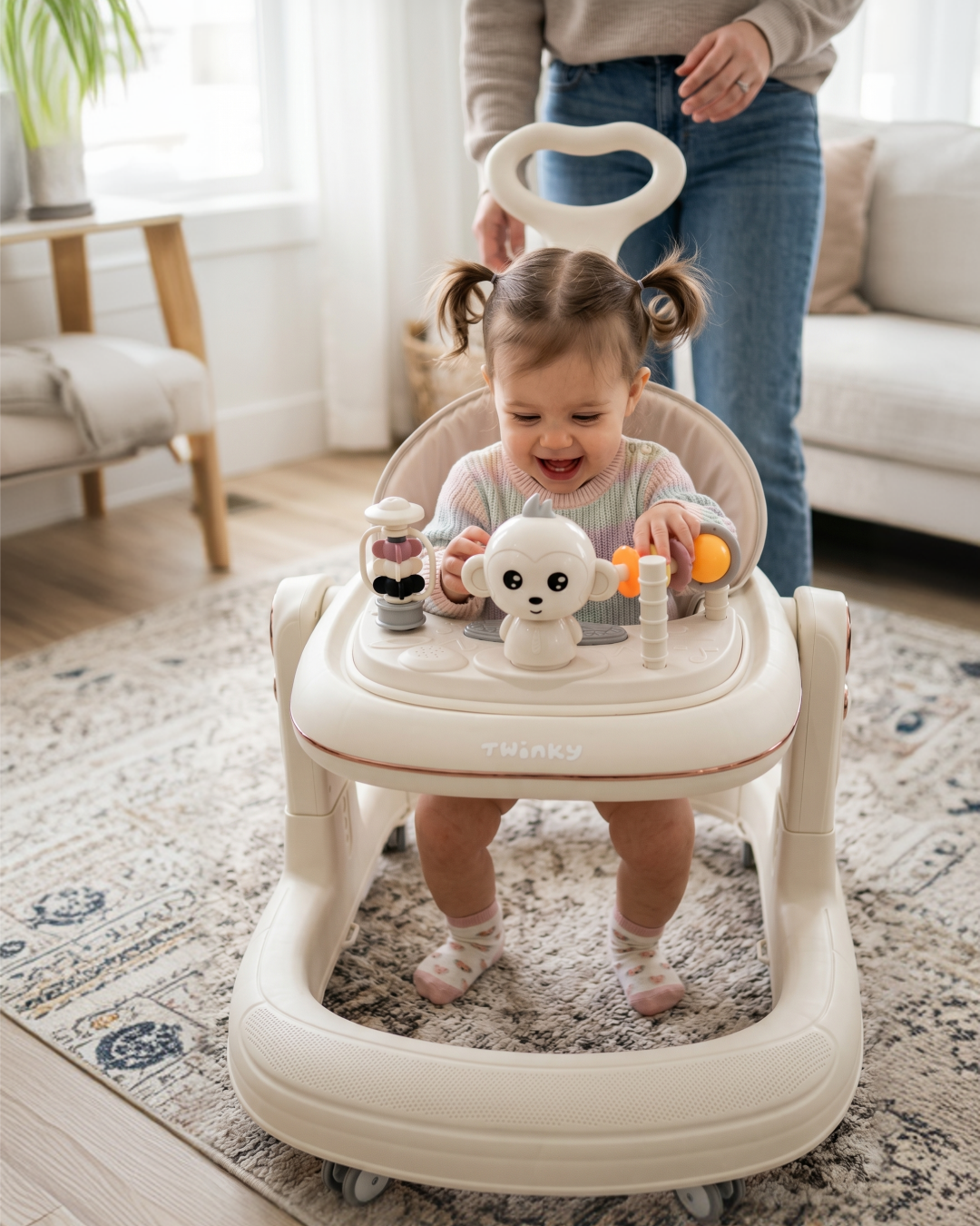 Twinky Babywalker GO - 2-in-1 Loopstoel & Loopwagen - Cream
