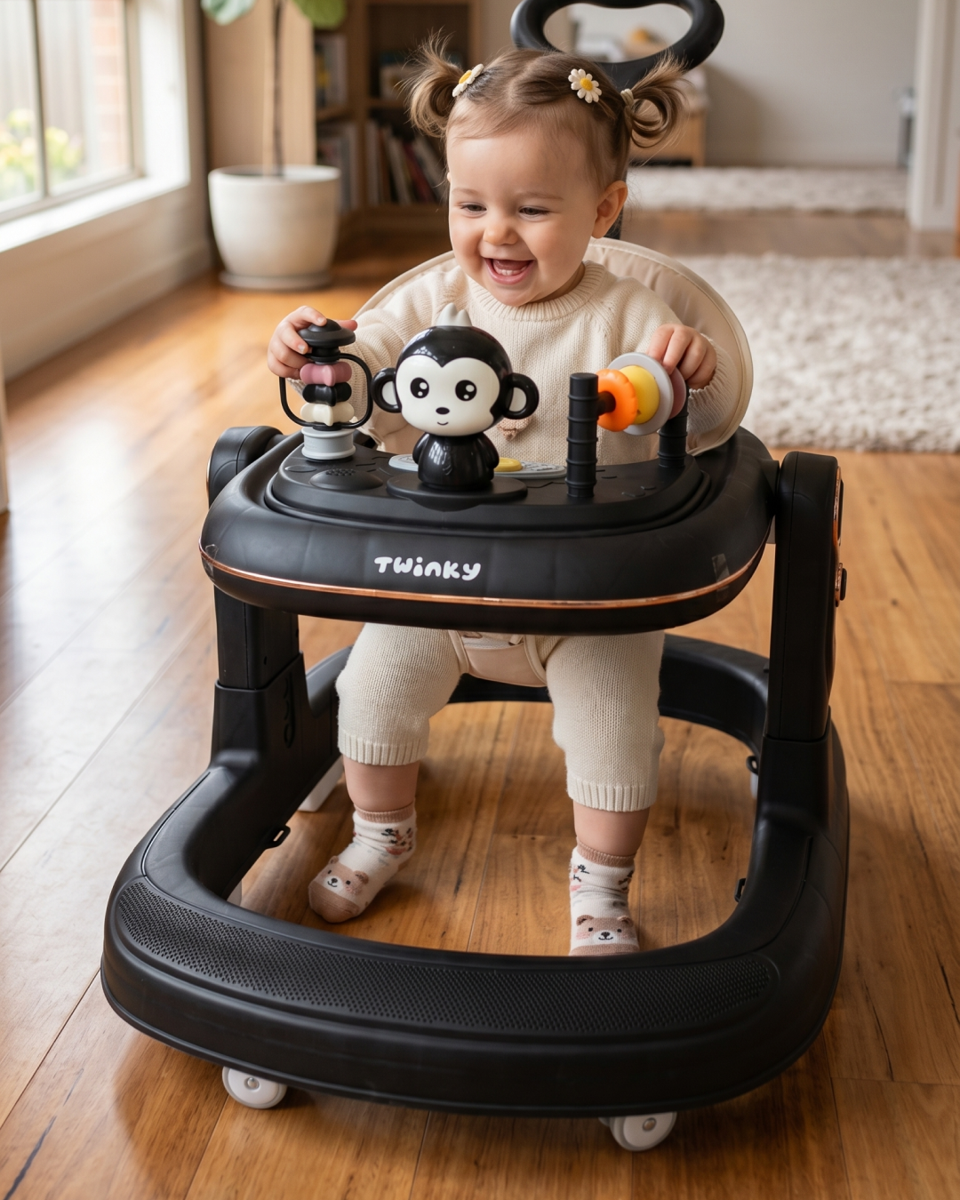 Twinky Babywalker GO - 2-in-1 Loopstoel & Loopwagen - Black