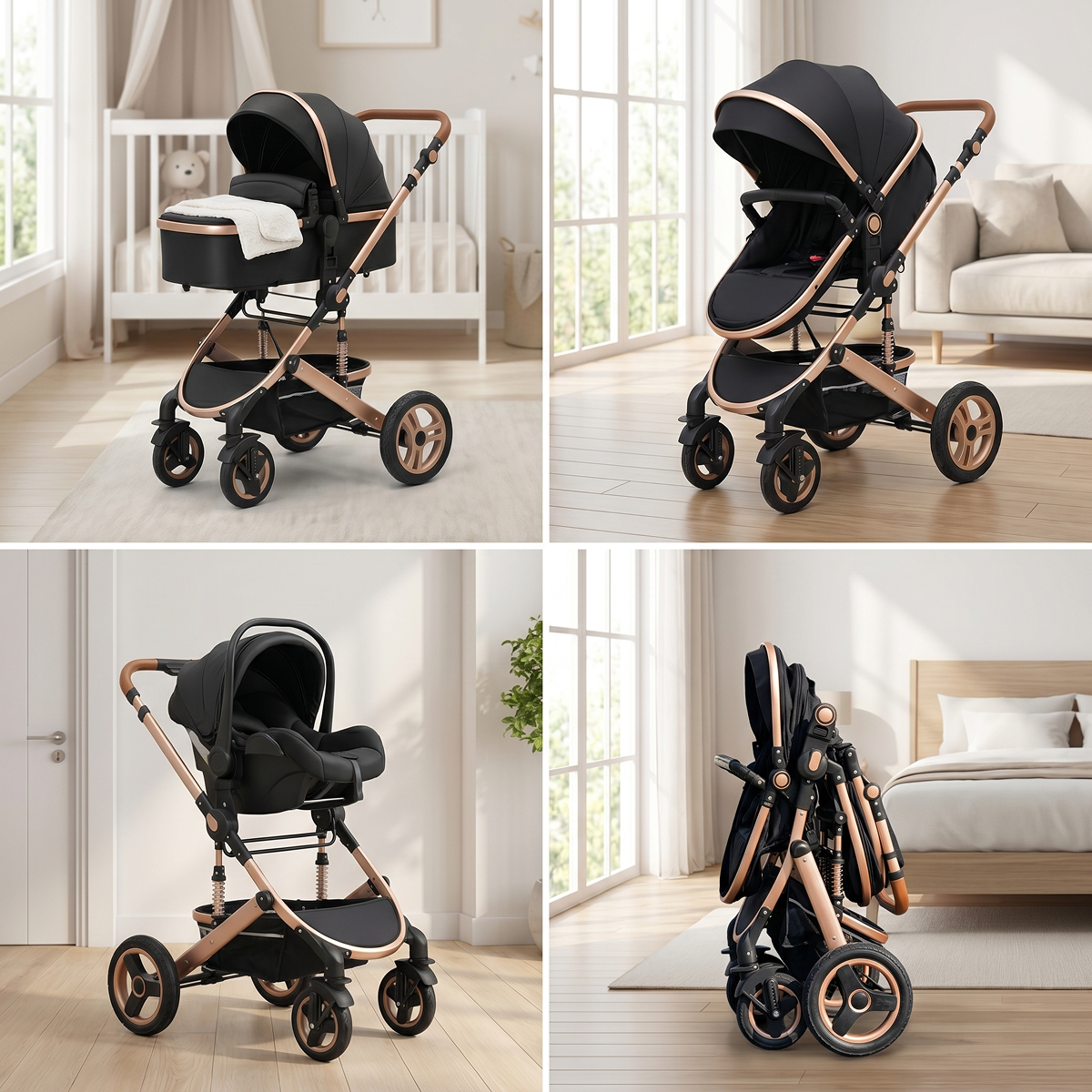 Twinky 4-in-1 Stroller Luxury Set - Black