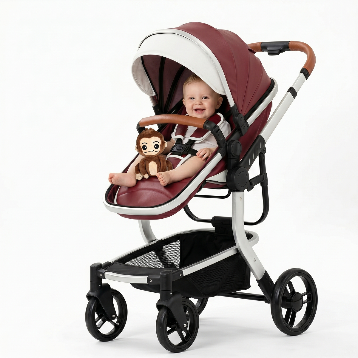 Twinky 4-i-1 Barnevogn Luxury Set Bordeaux | Kombivogn