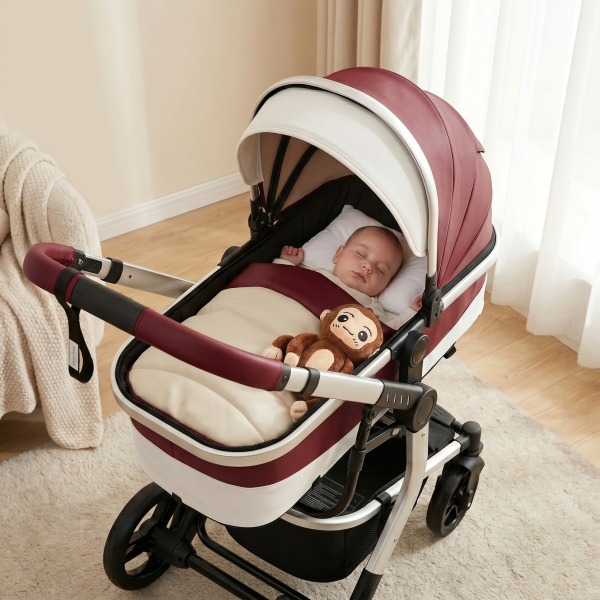 Twinky 4-i-1 Barnevogn Luxury Set Bordeaux | Kombivogn