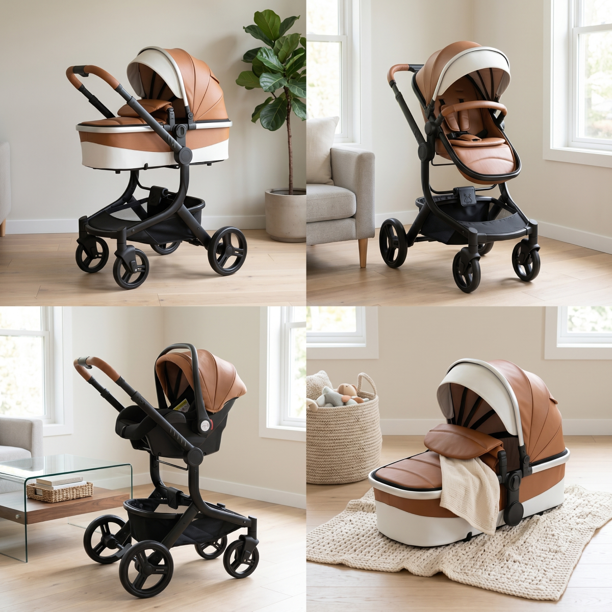 Twinky 4-i-1 Barnevogn Luxury Set Brun | 4-i-1 Rejsesystem