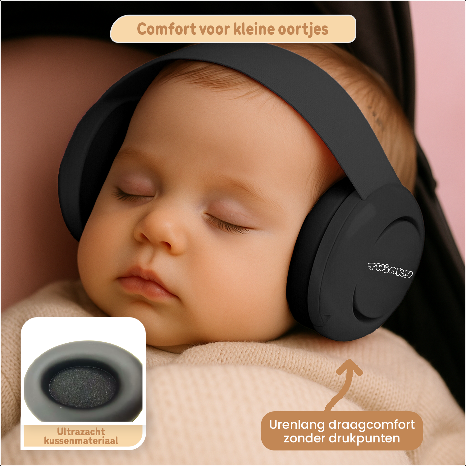 Twinky Baby Muffy's - Høreværn til Baby og Småbarn - Sort