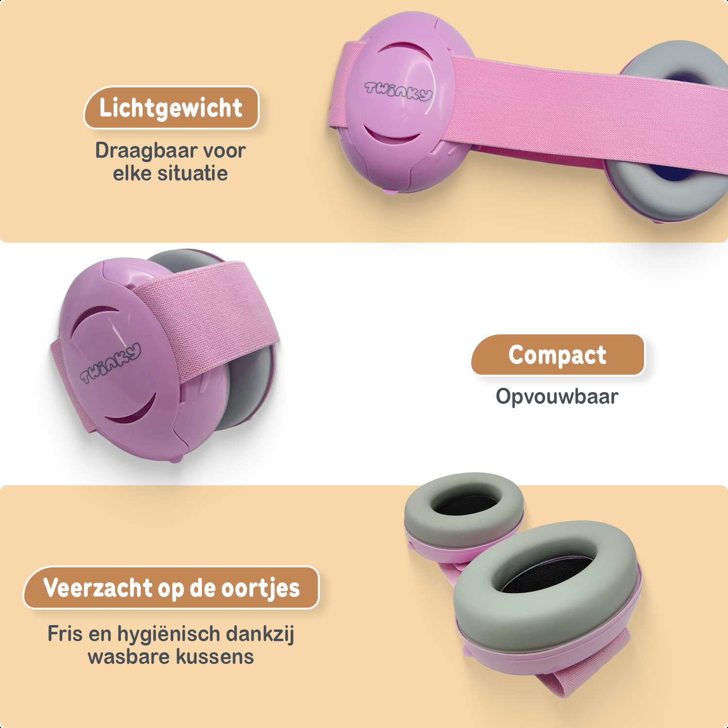 Twinky Baby Muffy's - Protection auditive pour bébé et tout-petit - Rose