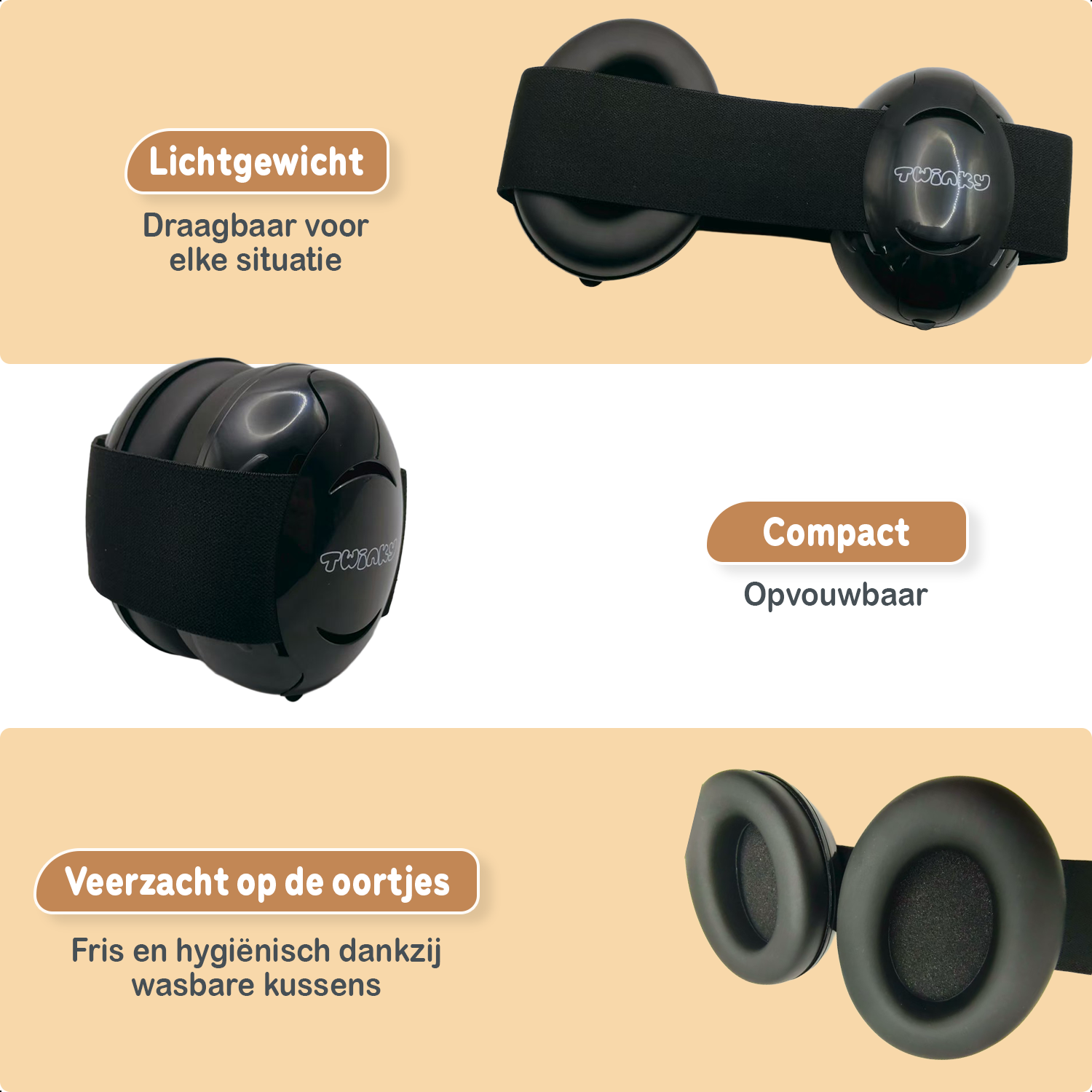 Twinky Baby Muffy's - Høreværn til Baby og Småbarn - Sort