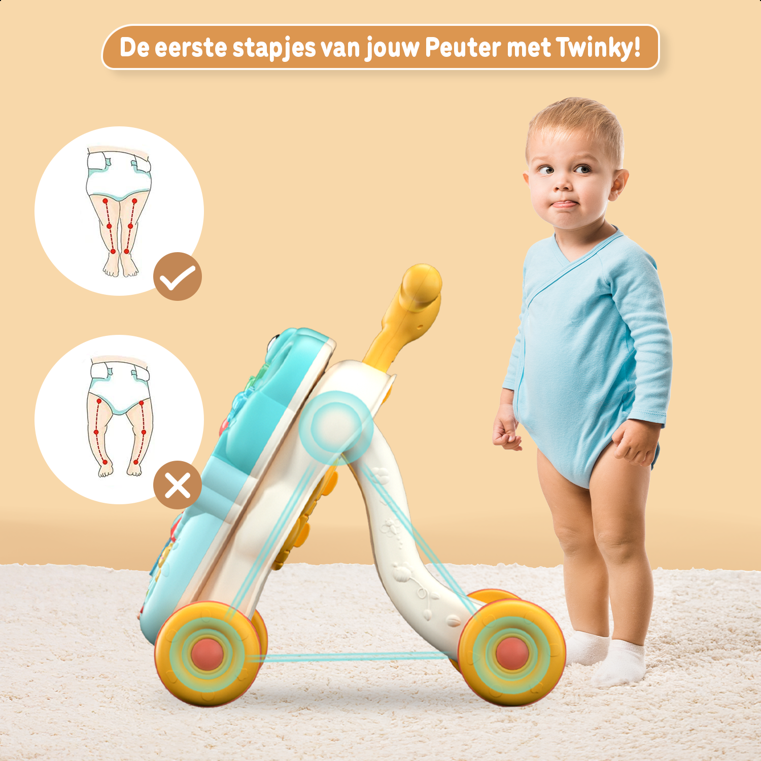 Twinky Interactieve Loopwagen - Blauw