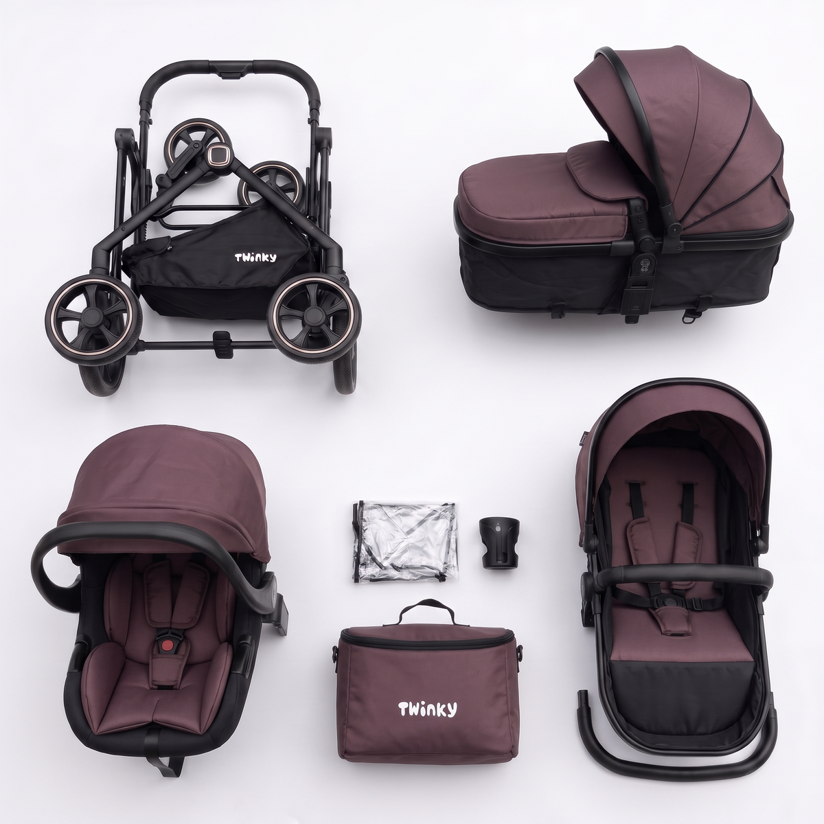 Twinky wózek dziecięcy 4 w 1 – czarny
