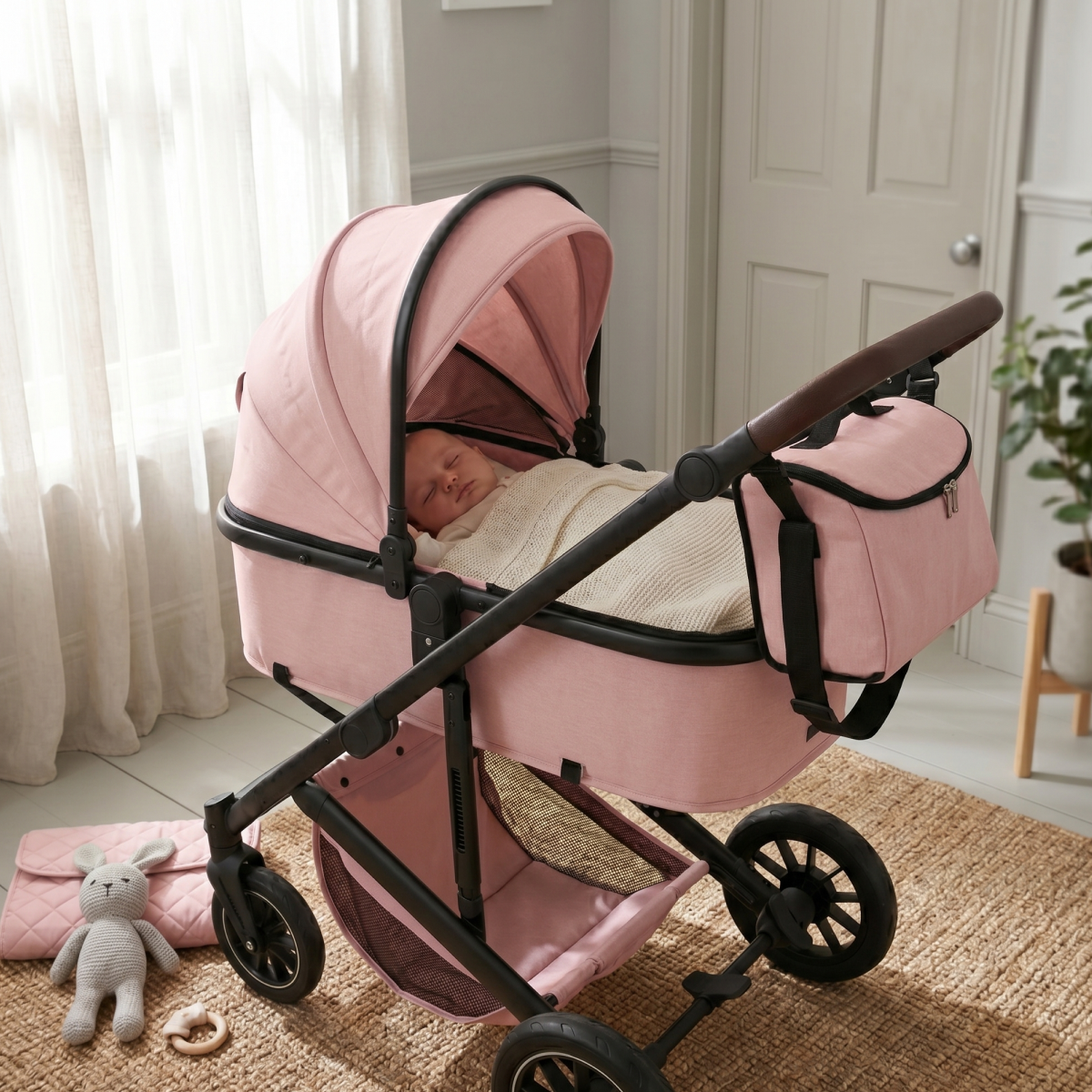 Twinky 4-i-1 Barnevogn Soft Pink | Kombivogn & Rejsesystem