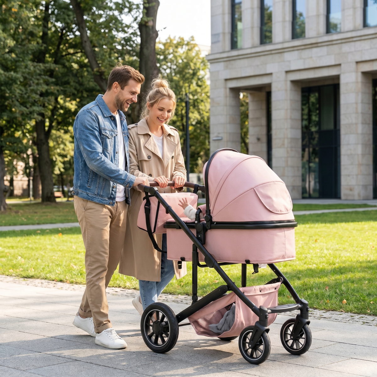 Twinky 4-i-1 Barnevogn Soft Pink | Kombivogn & Rejsesystem