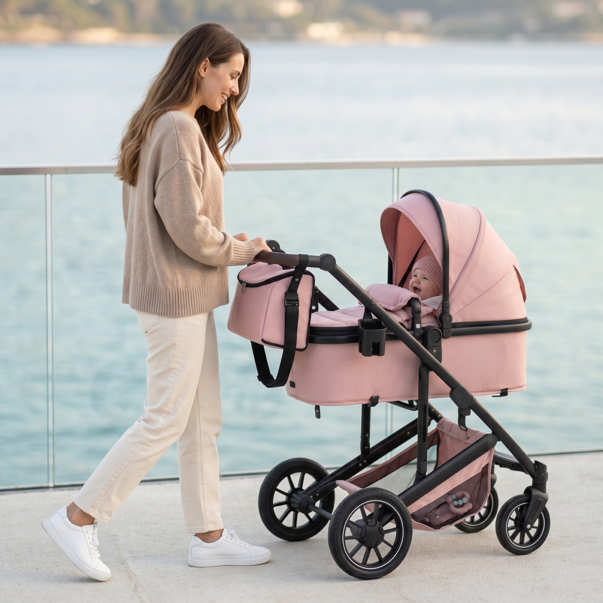 Twinky 4-i-1 Barnevogn Soft Pink | Kombivogn & Rejsesystem