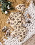 Cozy Brown Baby Suit with Matching Hat – Soft & Warm Winter Outfit