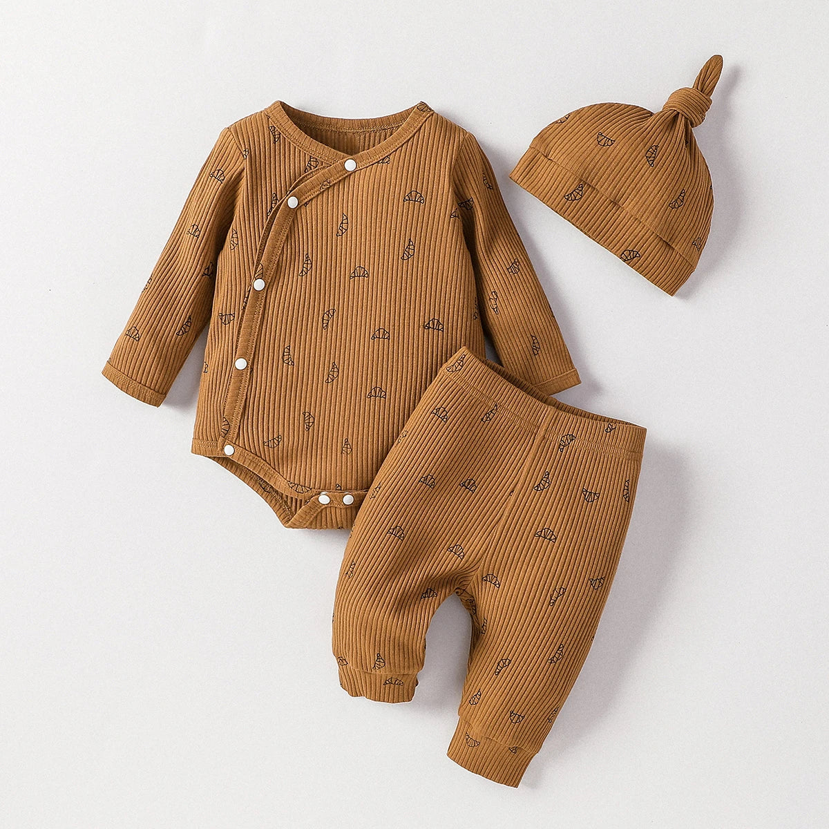 Cozy Brown Baby Suit with Matching Hat – Soft & Warm Winter Outfit