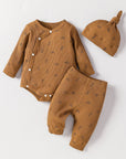 Cozy Brown Baby Suit with Matching Hat – Soft & Warm Winter Outfit