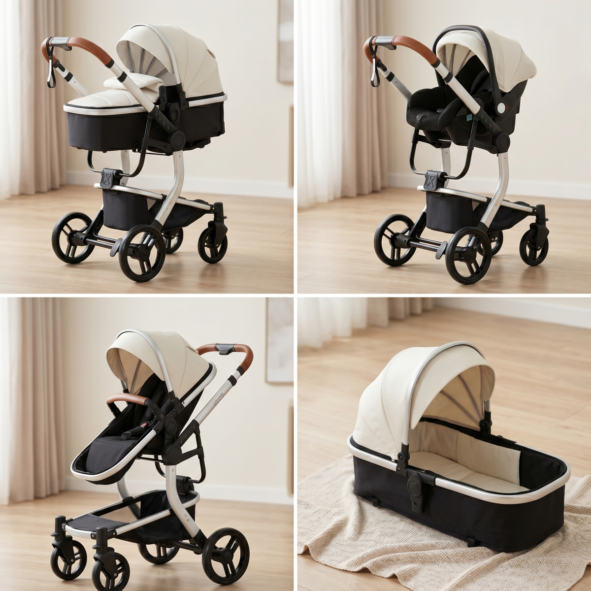 Twinky 4-i-1 Barnevogn Luxury Set Hvid | Luksus Barnevogn