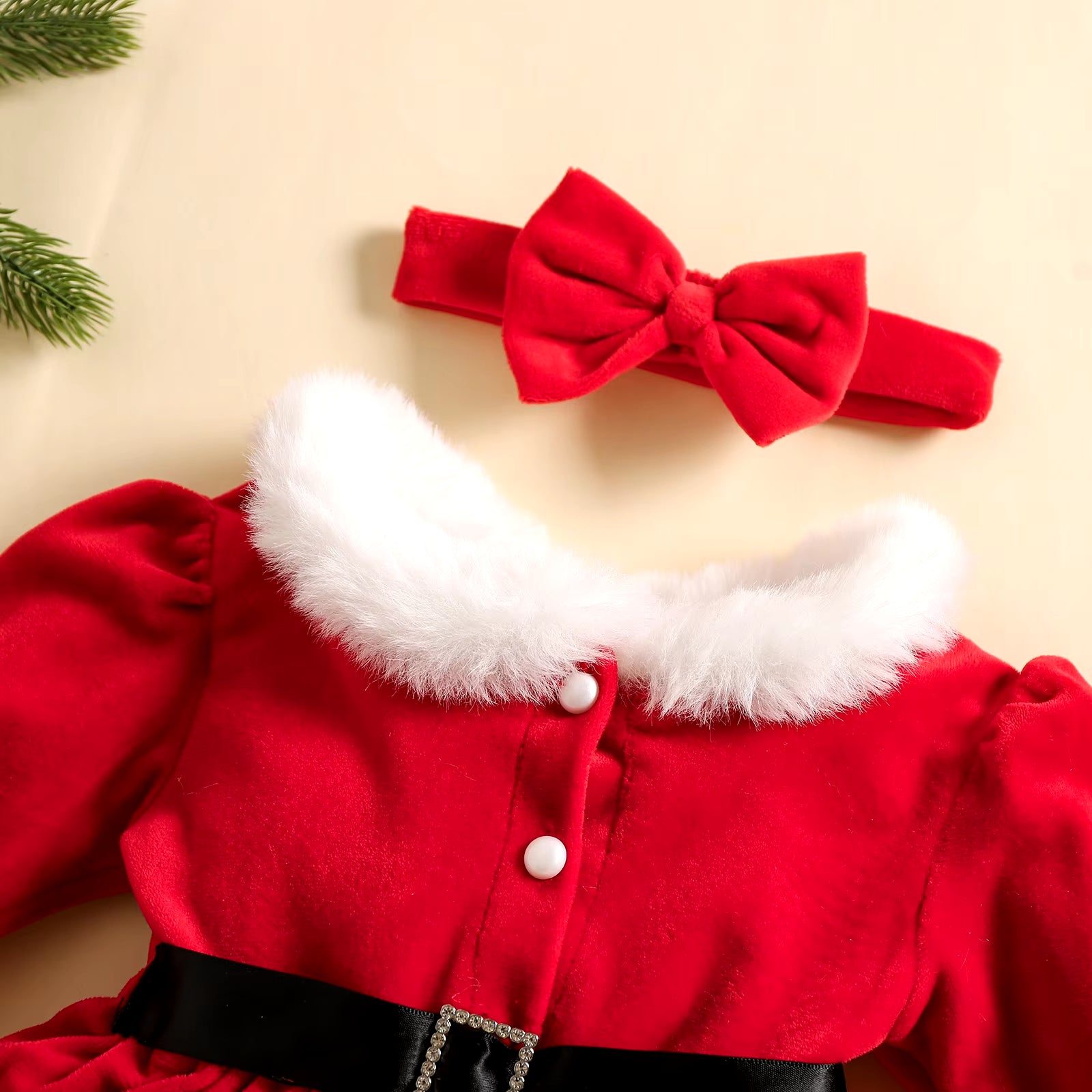 Cute, and Christmas-Ready – Twinky Christmas Romper & Holiday Diadem Set