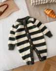 Soft Baby Mink Fur Striped Romper Jumpsuit – Cozy & Stylish for Little Ones