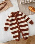 Soft Baby Mink Fur Striped Romper Jumpsuit – Cozy & Stylish for Little Ones